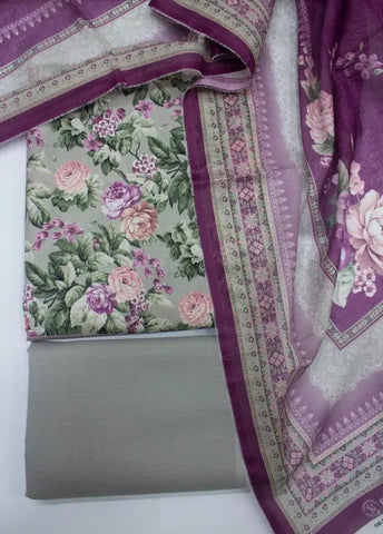 Bin Saeed Fabric - DPC-0762- 3 Piece Cotton Printed UnStitched Suit