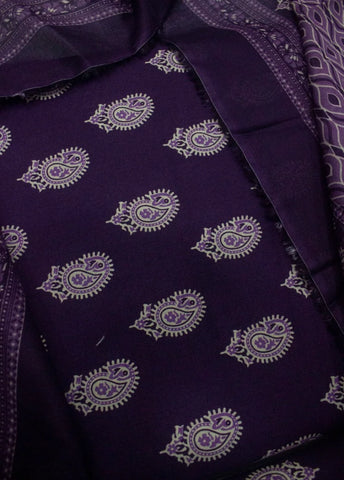 3 Piece Digital Printed Purple Color Unstitched Suit