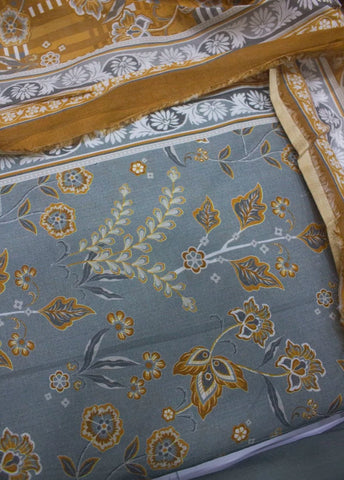 3 Piece Digital Printed Ice Blue Color Unstitched Suit