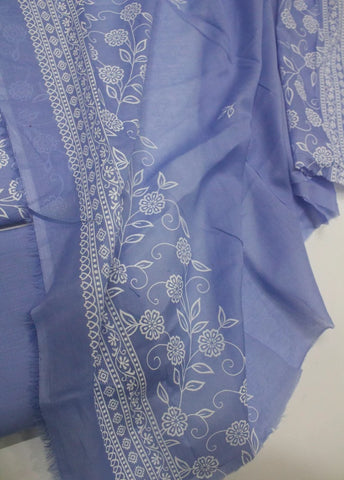 3 Piece Digital Printed Lavender Color Unstitched Suit