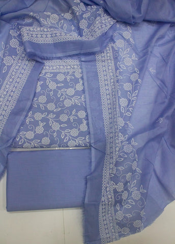 3 Piece Digital Printed Lavender Color Unstitched Suit