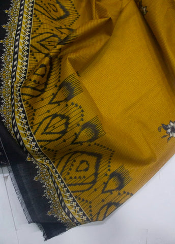 3 Piece Digital Printed Black Color Unstitched Suit