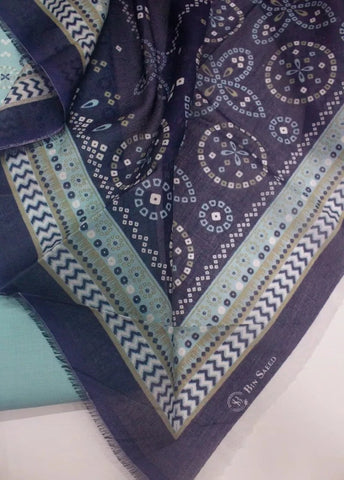 3 Piece Digital Printed Aqua Blue Color Unstitched Suit
