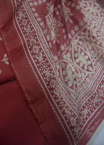 3 Piece Digital Printed Rust Color Unstitched Suit
