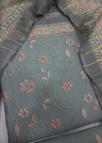3 Piece Digital Printed Ice Blue Color Unstitched Suit