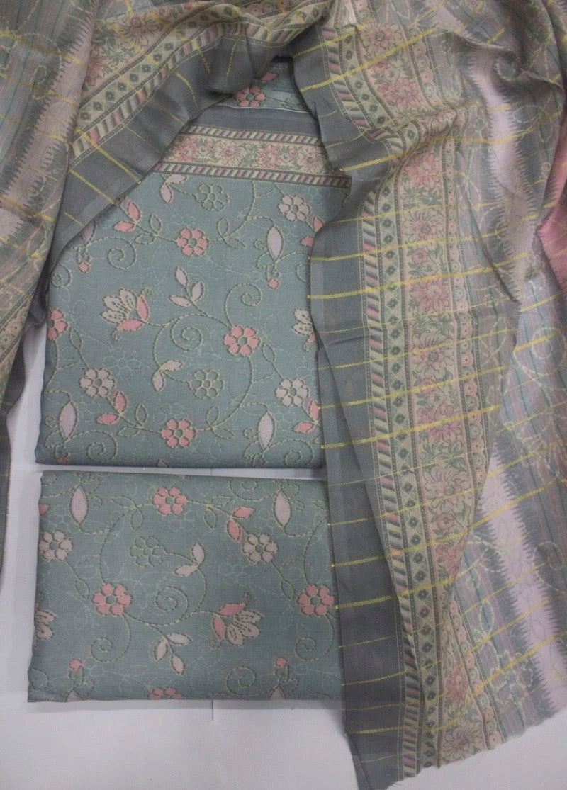 3 Piece Digital Printed Ice Blue Color Unstitched Suit
