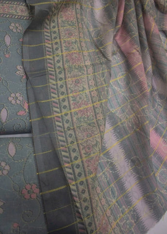 3 Piece Digital Printed Ice Blue Color Unstitched Suit