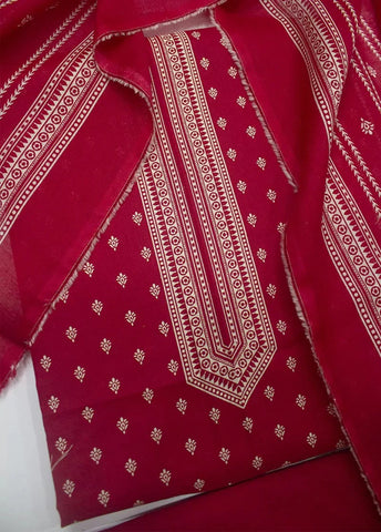 3 Piece Digital Printed Red Color Unstitched Suit