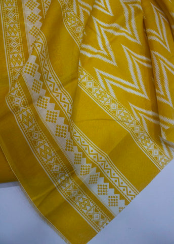 3 Piece Cotton Digital Printed Yellow Color Unstitched Suit