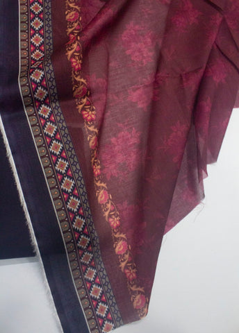 3 Piece Cotton Digital Printed Purple Color Unstitched Suit