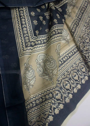 3 Piece Digital Printed Navy Blue Color Unstitched Suit