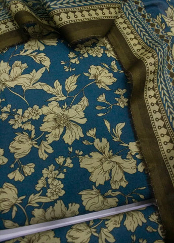 3 Piece Digital Printed Teal Color Unstitched Suit