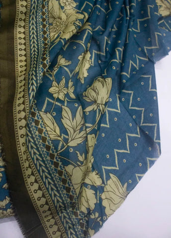 3 Piece Digital Printed Teal Color Unstitched Suit