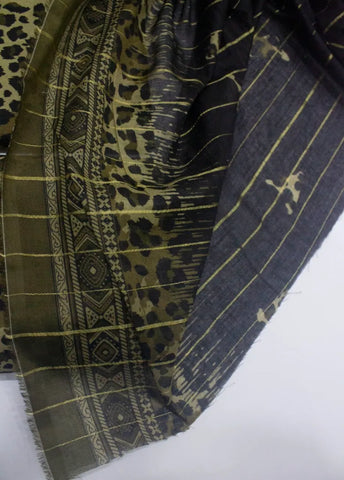 3 Piece Digital Printed Brown Color Unstitched Suit