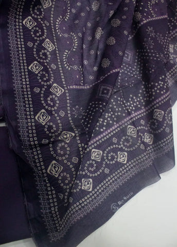 3 Piece Digital Printed Purple Color Unstitched Suit