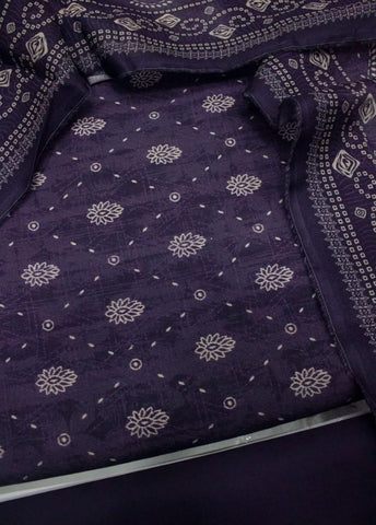 3 Piece Digital Printed Purple Color Unstitched Suit