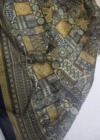 3 Piece Digital Printed Black Color Unstitched Suit