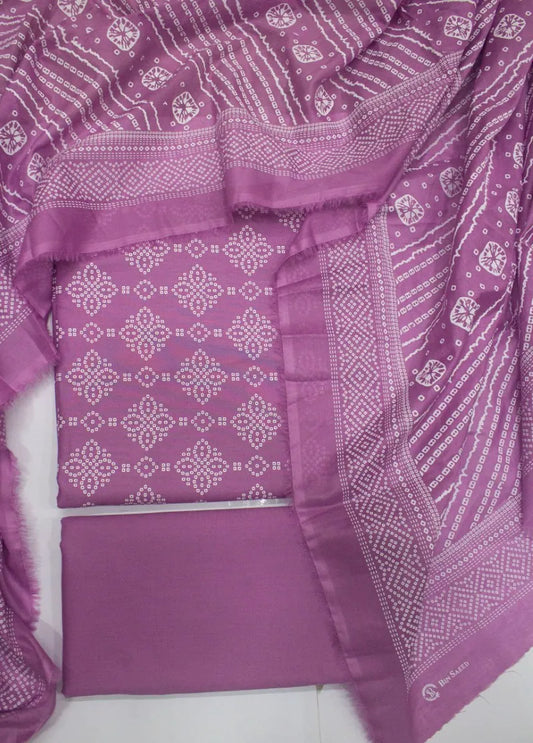3 Piece Digital Printed Lilac Color Unstitched Suit