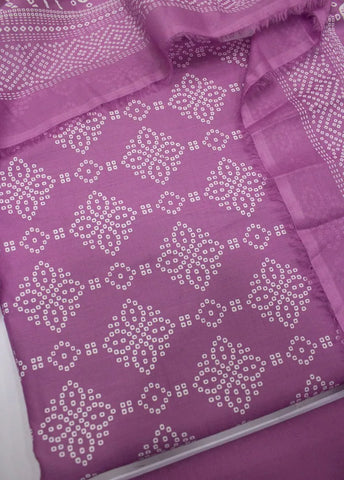 3 Piece Digital Printed Lilac Color Unstitched Suit