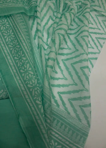 3 Piece Digital Printed Seafoam Green Color Unstitched Suit