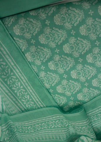 3 Piece Digital Printed Seafoam Green Color Unstitched Suit
