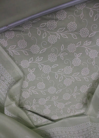 3 Piece Digital Printed Pista Green Color Unstitched Suit