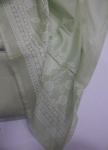 3 Piece Digital Printed Pista Green Color Unstitched Suit