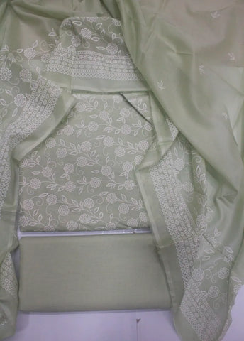 3 Piece Digital Printed Pista Green Color Unstitched Suit