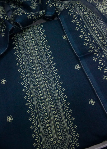 3 Piece Cotton Digital Printed Teal Color Unstitched Suit