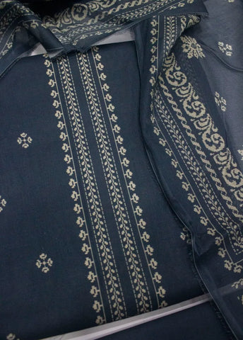 3 Piece Cotton Digital Printed Grey Color Unstitched Suit