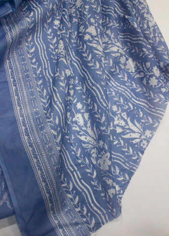 3 Piece Cotton Digital Printed Ice Blue Color Unstitched Suit