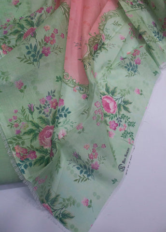 3 Piece Cotton Digital Printed Pastel Green Color Unstitched Suit