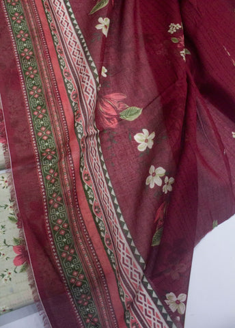3 Piece Cotton Digital Printed Ivory Color Unstitched Suit