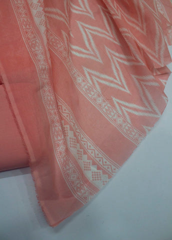 3 Piece Cotton Digital Printed Peach Color Unstitched Suit