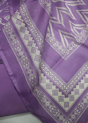 3 Piece Cotton Digital Printed Lilac Color Unstitched Suit