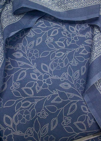 3 Piece Cotton Digital Printed Blue Color Unstitched Suit