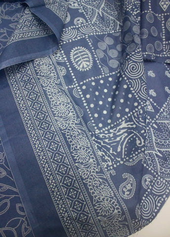3 Piece Cotton Digital Printed Blue Color Unstitched Suit