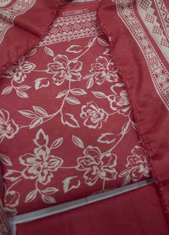 3 Piece Cotton Digital Printed Rust Color Unstitched Suit