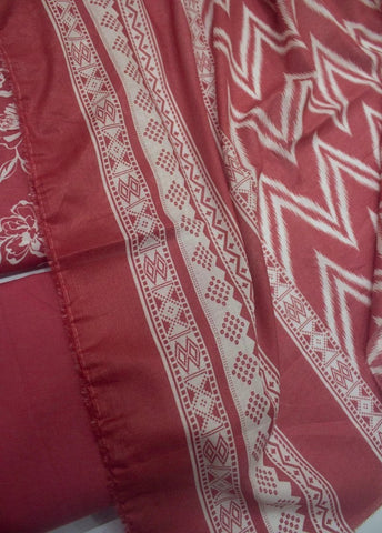 3 Piece Cotton Digital Printed Rust Color Unstitched Suit
