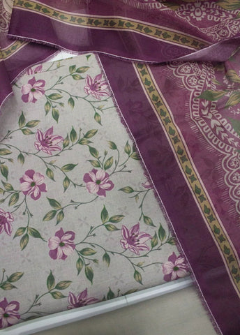 3 Piece Digital Printed Grey Color Unstitched Suit