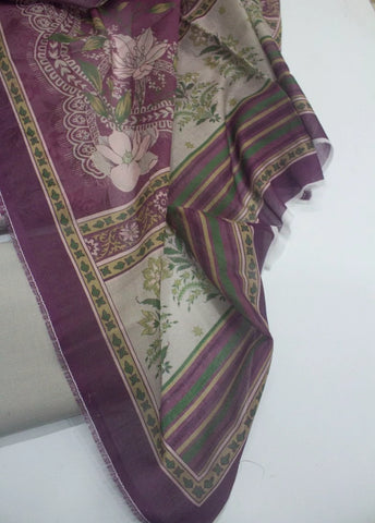 3 Piece Digital Printed Grey Color Unstitched Suit