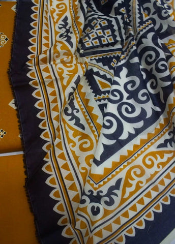 3 Piece Digital Printed Orange Color Unstitched Suit