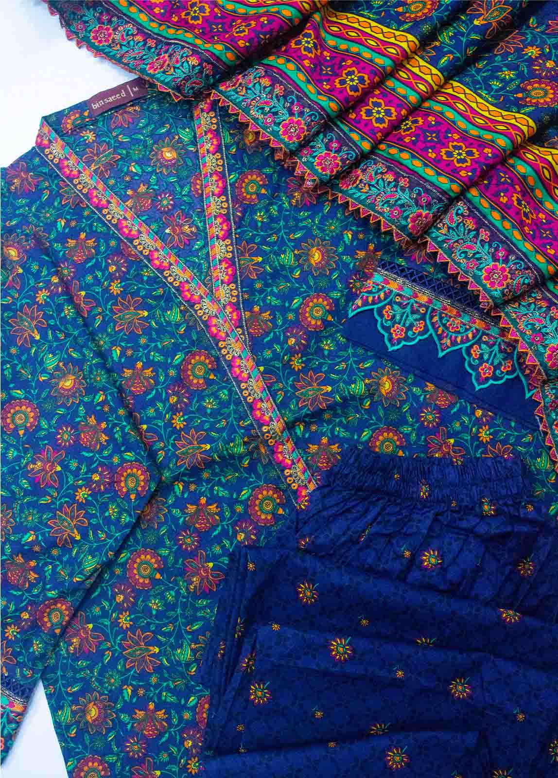 Bin Saeed Fabric - ED-0256- 3 Piece Embroidered Stitched Suit