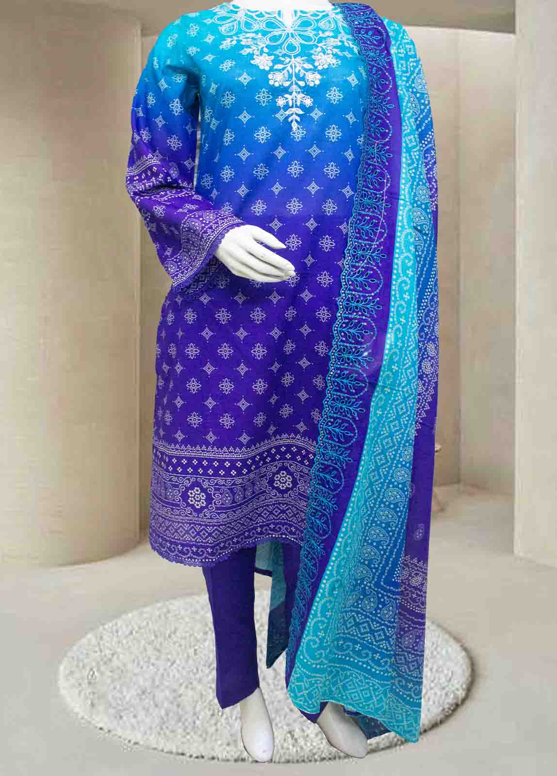 Bin Saeed Fabric - ED-0672- 3 Piece Embroidered Stitched Suit