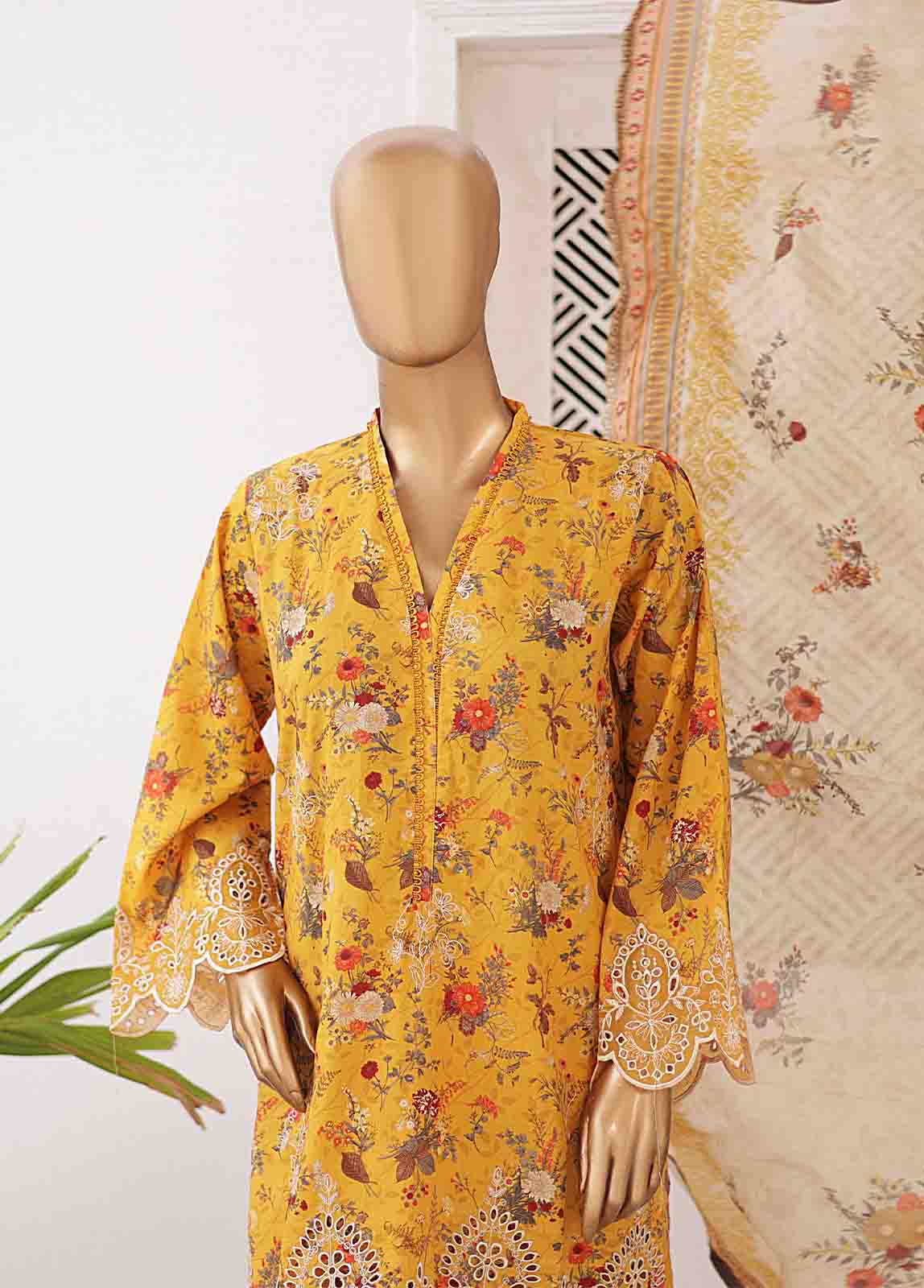 Bin Saeed Fabric - EMB-0155-SM- 3 Piece Embroidered Stitched Suit