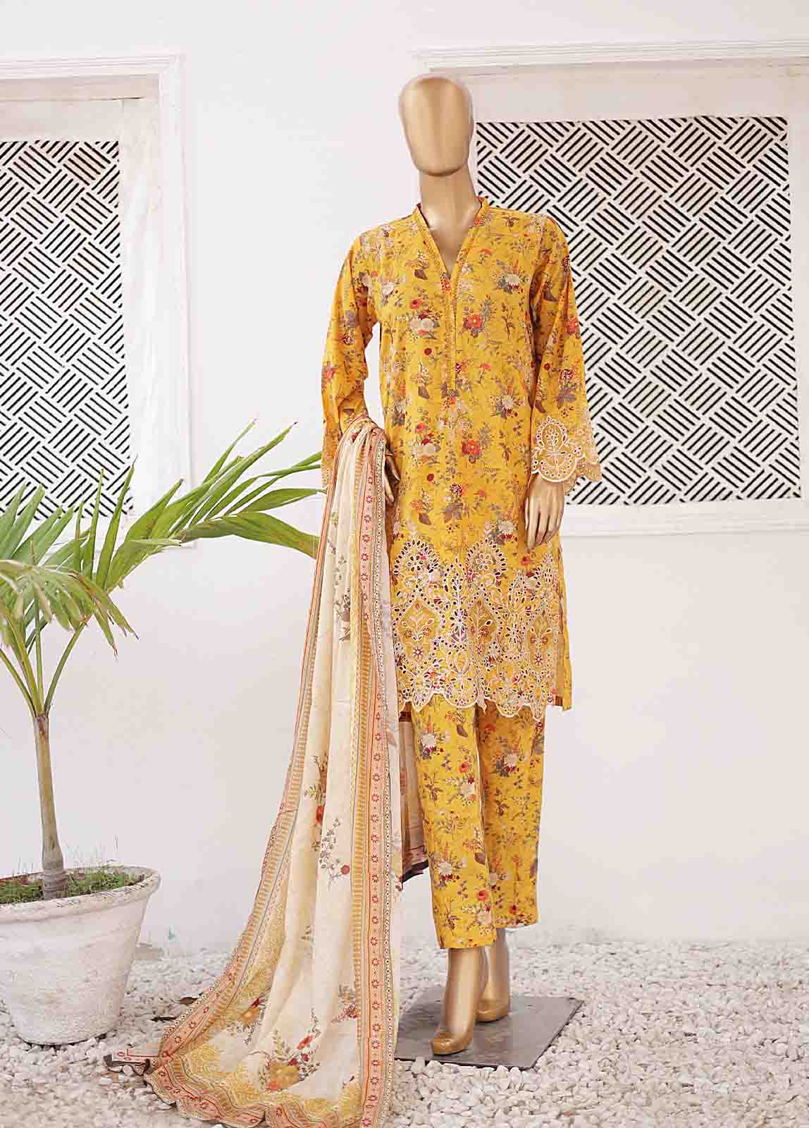 Bin Saeed Fabric - EMB-0155-SM- 3 Piece Embroidered Stitched Suit