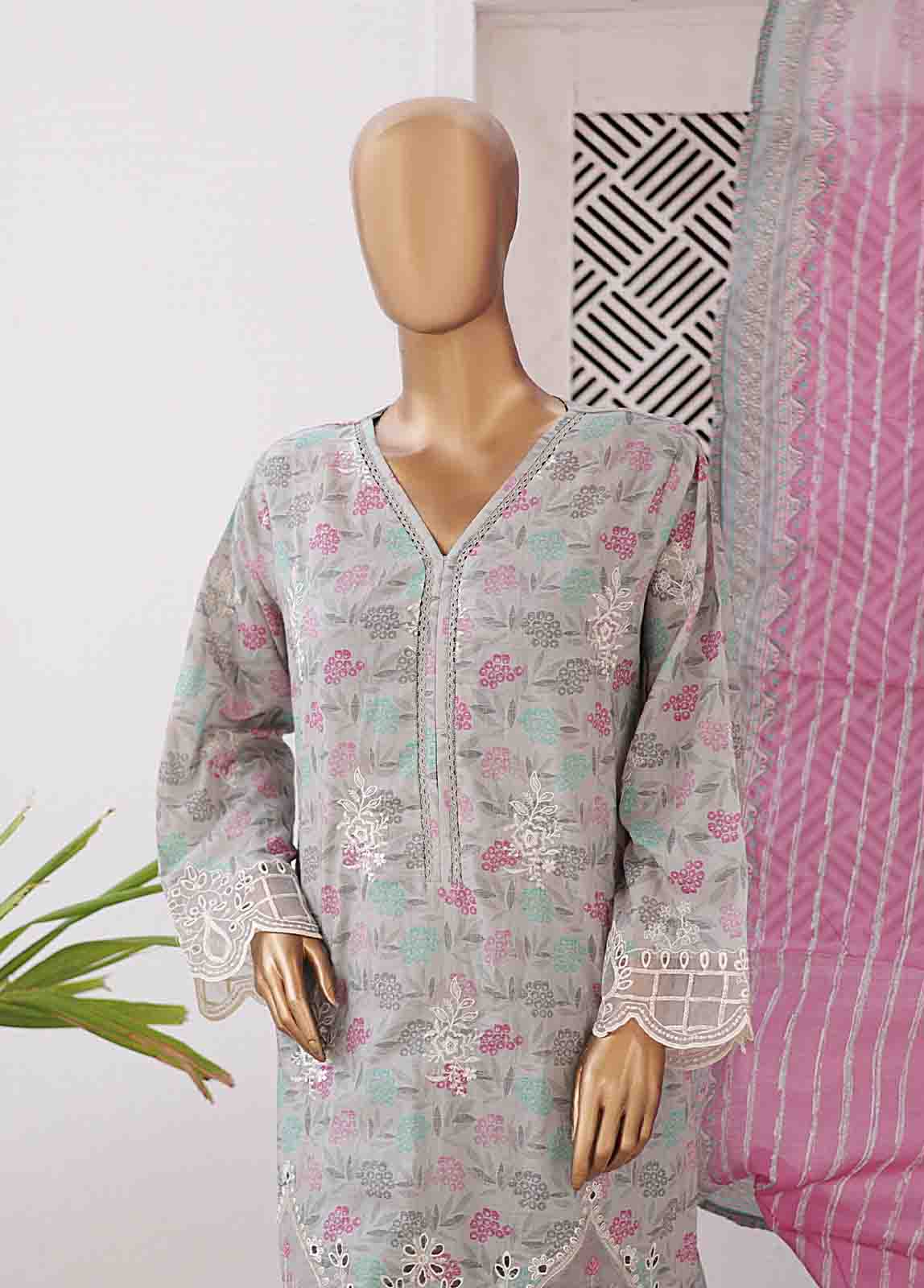 Bin Saeed Fabric - EMB-0165-SM- 3 Piece Embroidered Stitched Suit