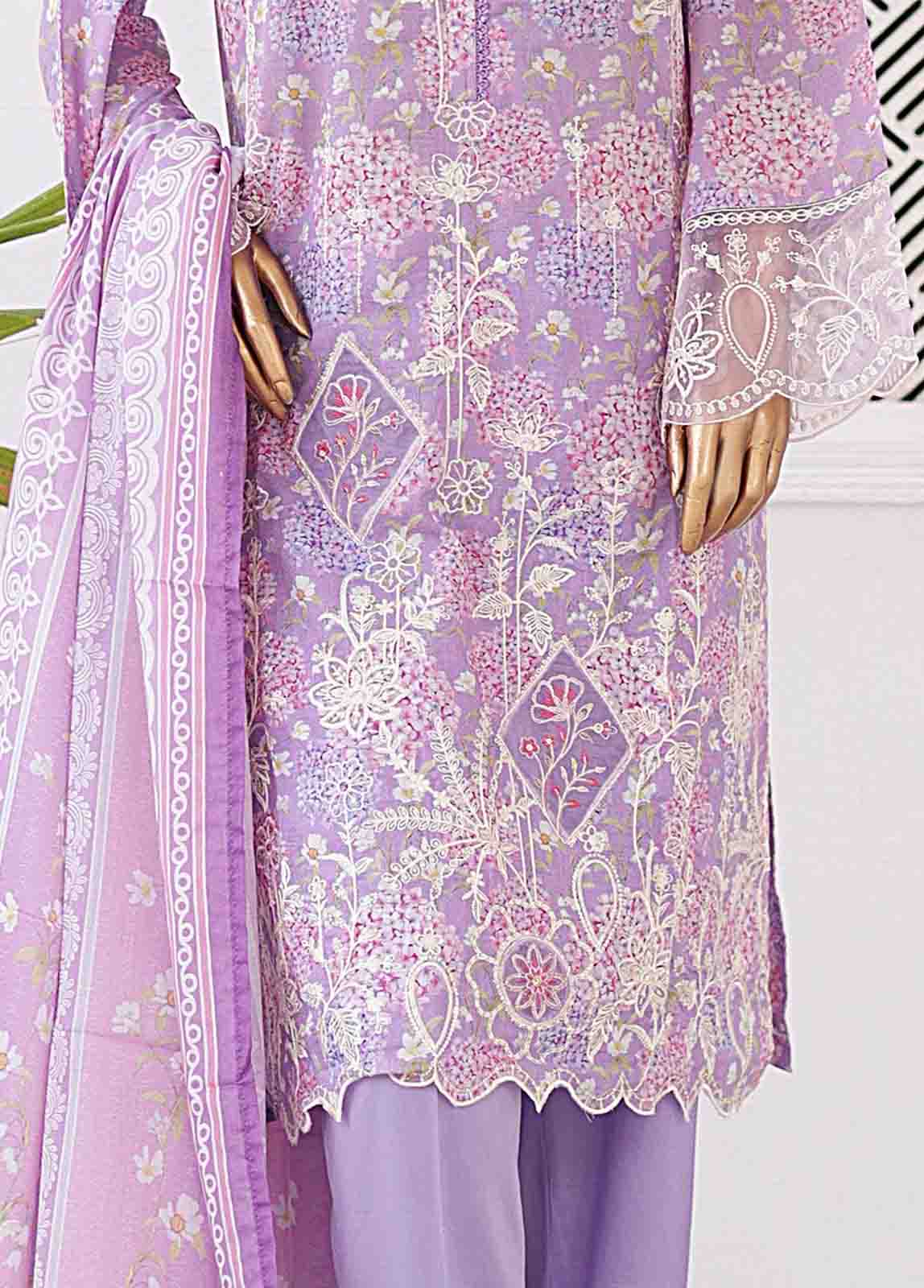 Bin Saeed Fabric - EMB-0183-SM- 3 Piece Embroidered Stitched Suit