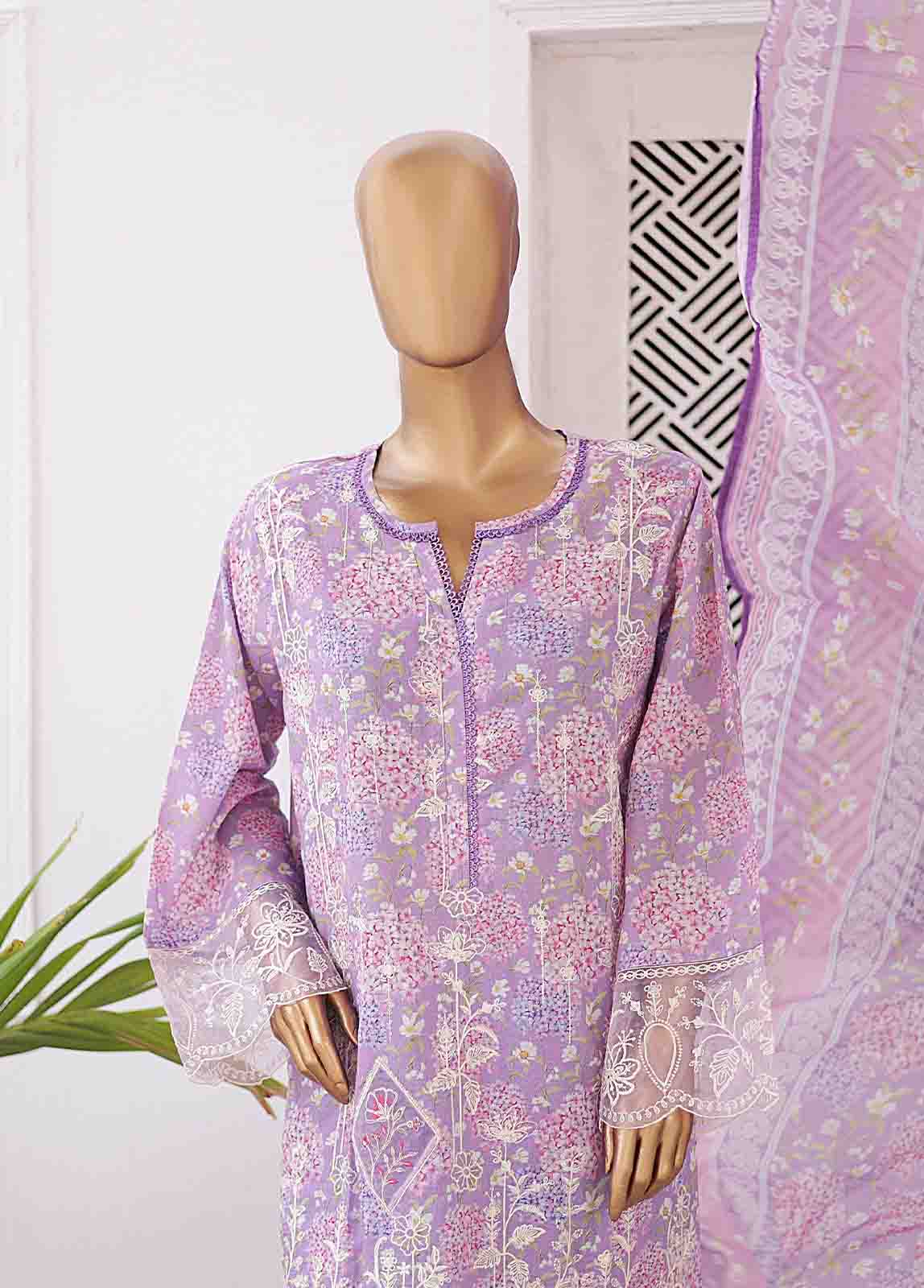 Bin Saeed Fabric - EMB-0183-SM- 3 Piece Embroidered Stitched Suit