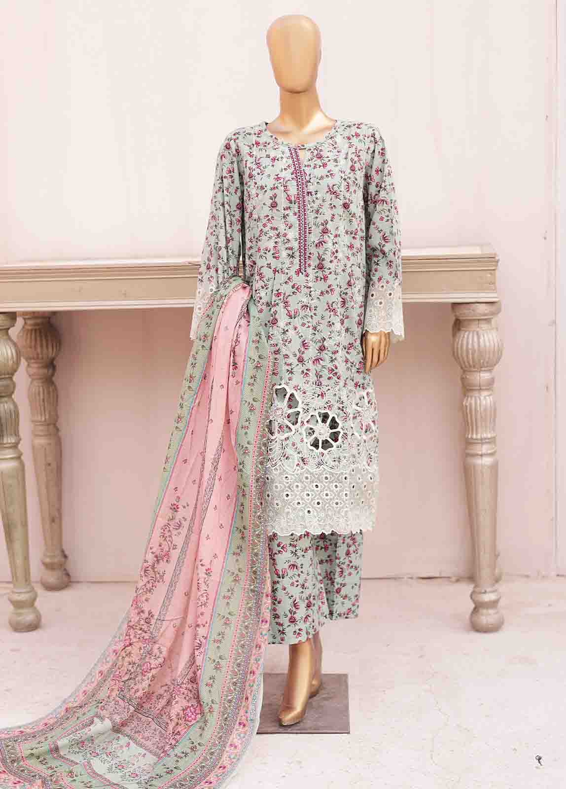 Bin Saeed Fabric - EMB-0186-SM- 3 Piece Embroidered Stitched Suit